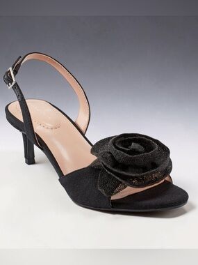 Bandolino Miller Rosette Halter Kitten Heel black slingback pumps, NEW Size 8